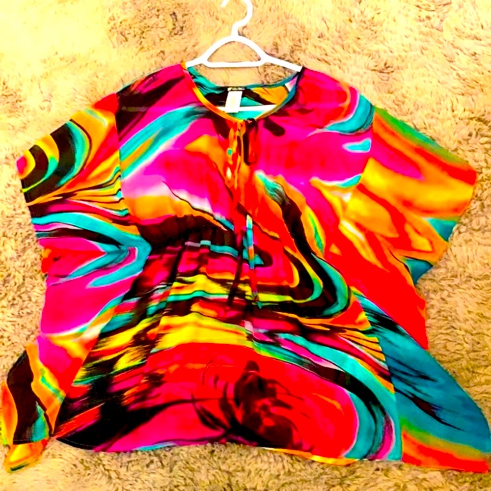 MULTICOLOURED FLOWY BOHO TOP